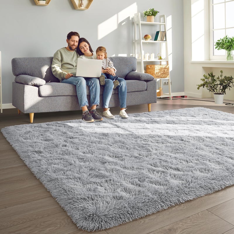 Foxmas Soft Fluffy Area Rugs for Bedroom Kids Room Plush Shaggy Nursery Rug Furry Throw Carpets for Boys Girls, College Dorm Fuzzy Rugs Living Room Home Decorate Rug, 4ft x 6ft, Grey - Image 4